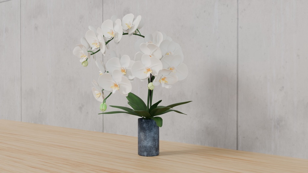 Blenderを使って作った胡蝶蘭の花瓶挿し、花シリーズ