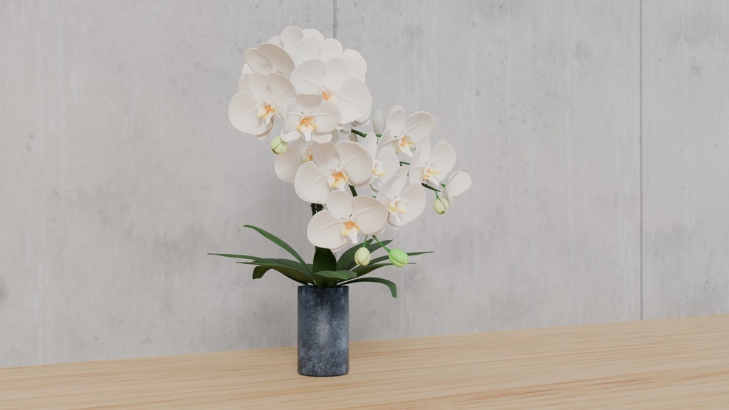 Blenderを使って作った胡蝶蘭の花瓶挿し、花シリーズ