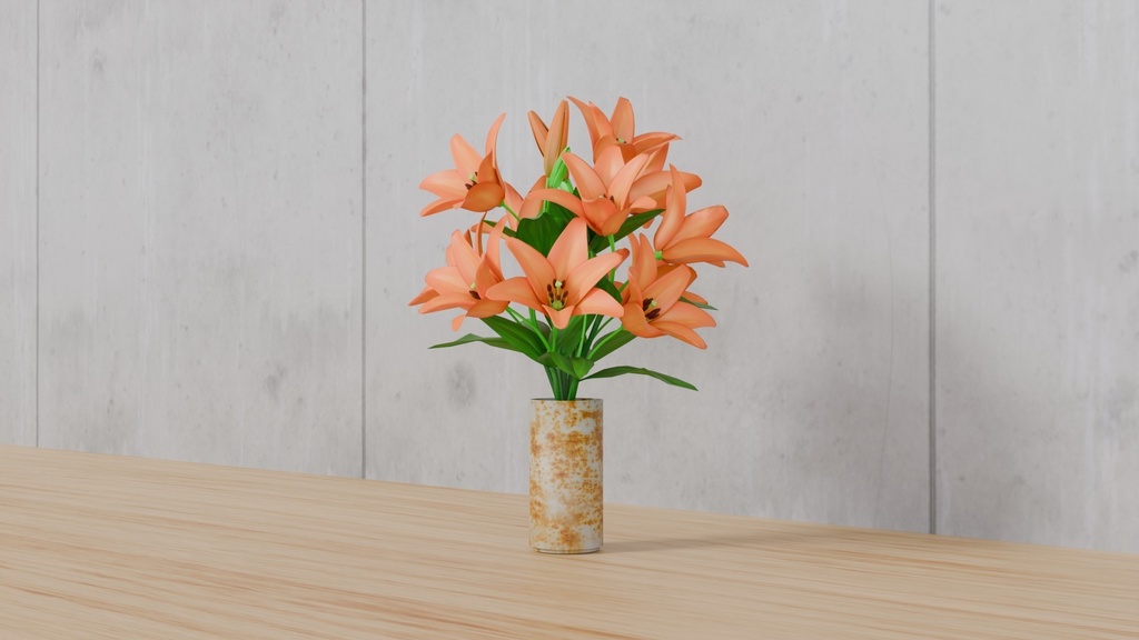 Blenderを使って作ったLAユリ、花シリーズ(ローポリ在り)