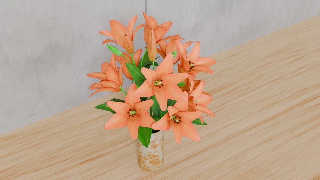 Blenderを使って作ったLAユリ、花シリーズ(ローポリ在り)