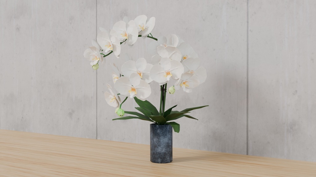 ローポリゴンの胡蝶蘭の花瓶挿し~花シリーズ