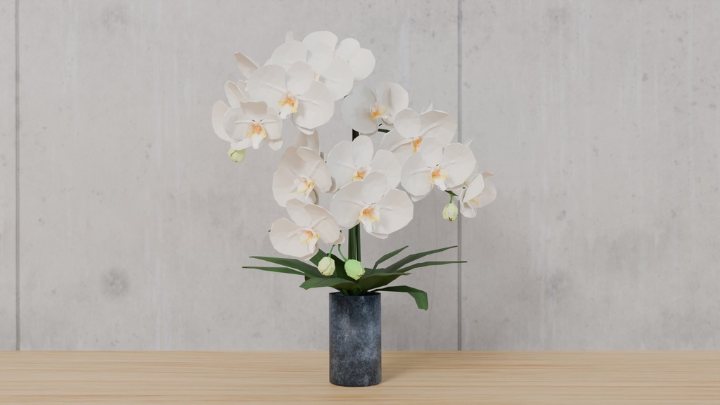 ローポリゴンの胡蝶蘭の花瓶挿し~花シリーズ