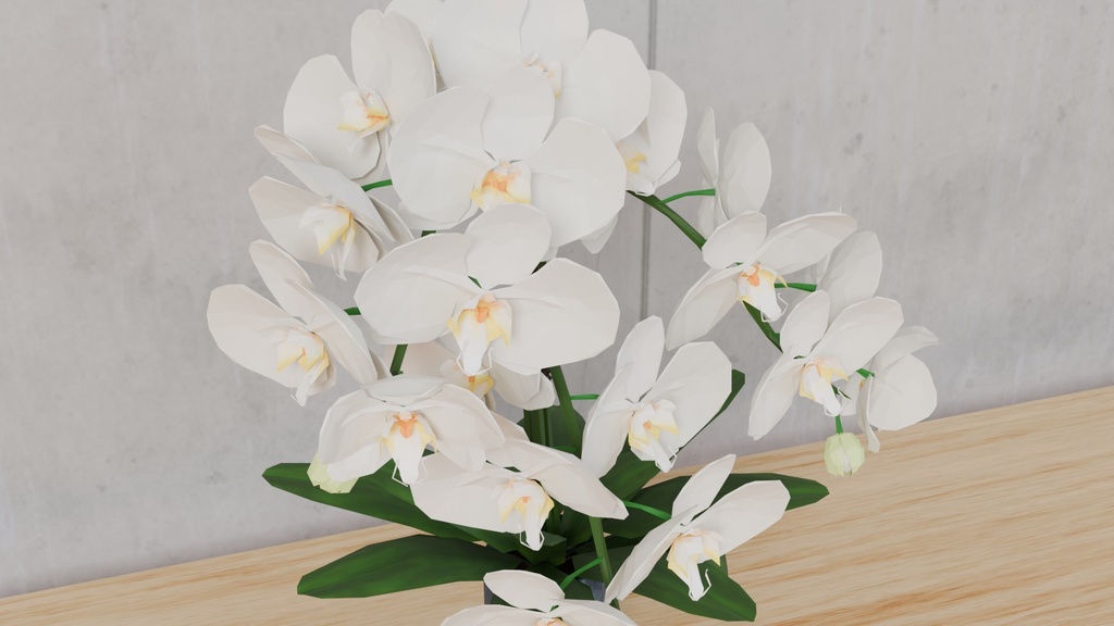 ローポリゴンの胡蝶蘭の花瓶挿し~花シリーズ