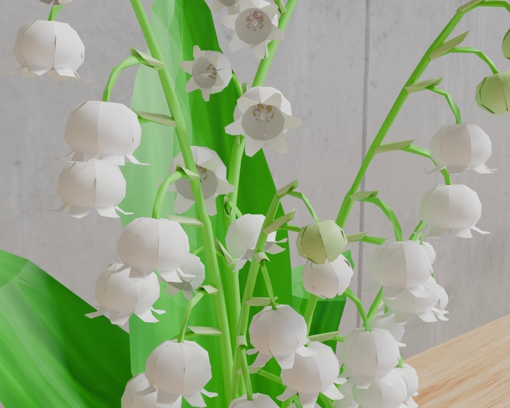 ローポリゴンのスズランの花瓶挿し~花シリーズ