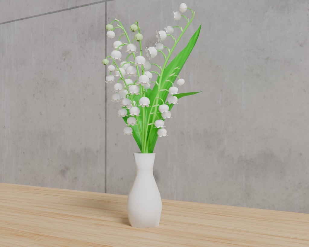 ローポリゴンのスズランの花瓶挿し~花シリーズ