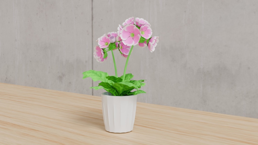 Blenderで作ったプリムラの鉢植え～花シリーズ（ローポリ在り）