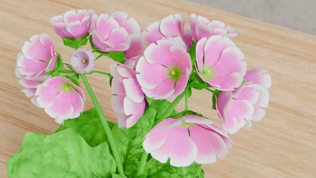 Blenderで作ったプリムラの鉢植え~花シリーズ(ローポリ在り)