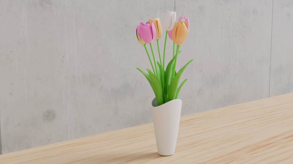 Blenderで作ったチューリップ~花シリーズ(ローポリ在り)