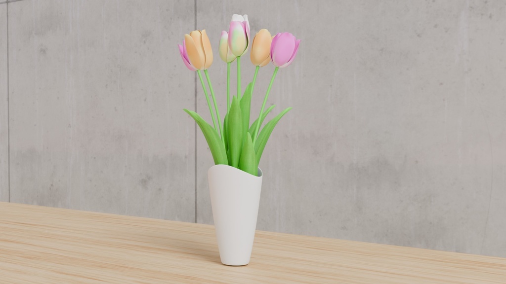 Blenderで作ったチューリップ~花シリーズ(ローポリ在り)