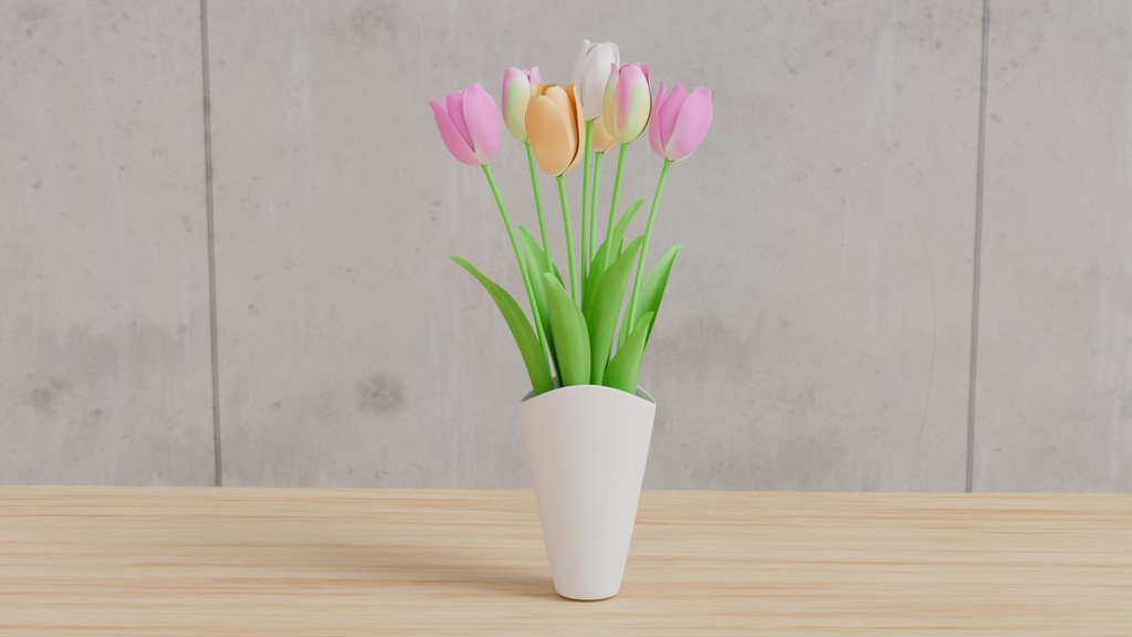 Blenderで作ったチューリップ~花シリーズ(ローポリ在り)