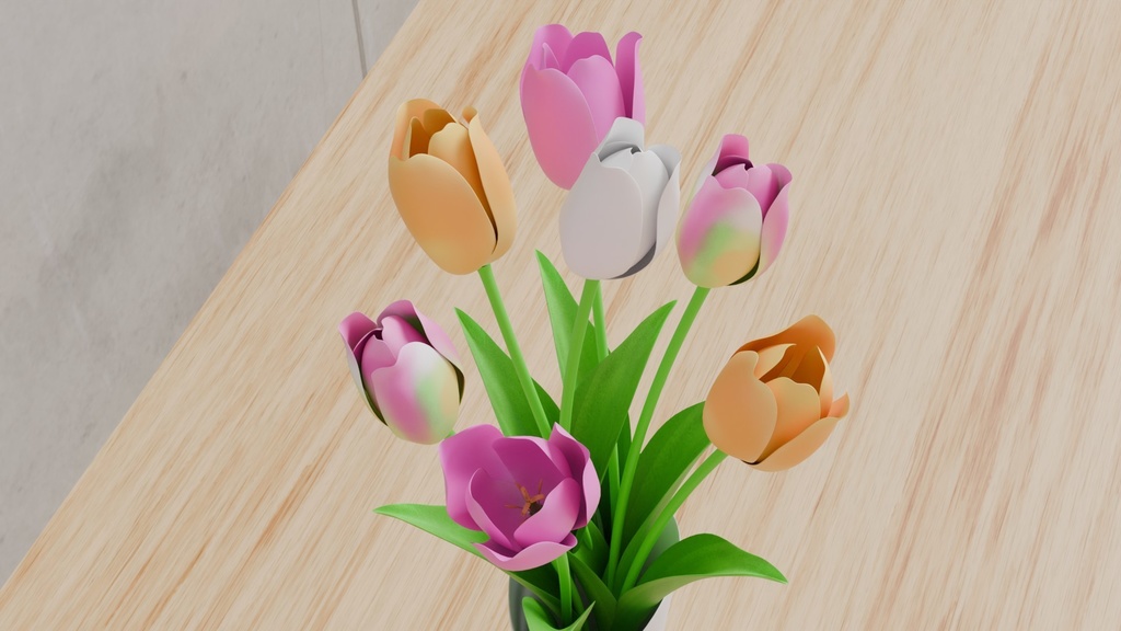 Blenderで作ったチューリップ~花シリーズ(ローポリ在り)