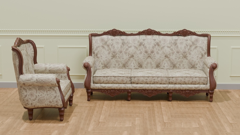 Sit判定付きVRC対応アンティークソファセット~アンティークシリーズ