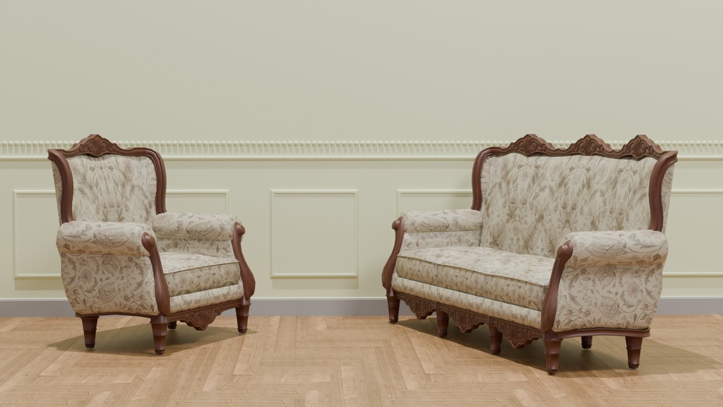 Sit判定付きVRC対応アンティークソファセット~アンティークシリーズ