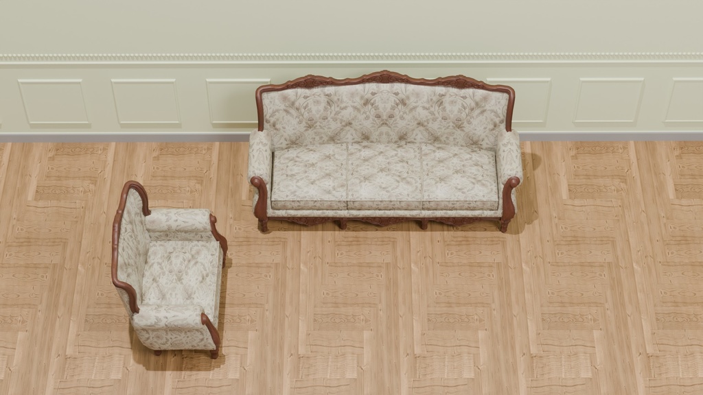 Sit判定付きVRC対応アンティークソファセット~アンティークシリーズ