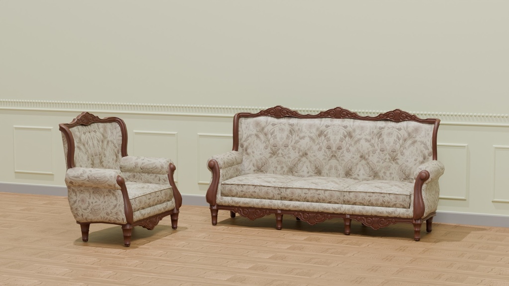 Sit判定付きVRC対応アンティークソファセット~アンティークシリーズ