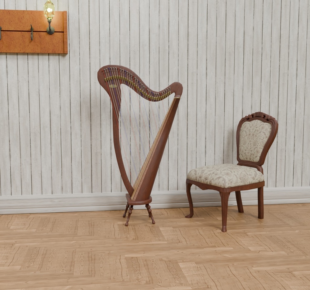 アイリッシュハープ VRC対応装飾用楽器~楽器シリーズ