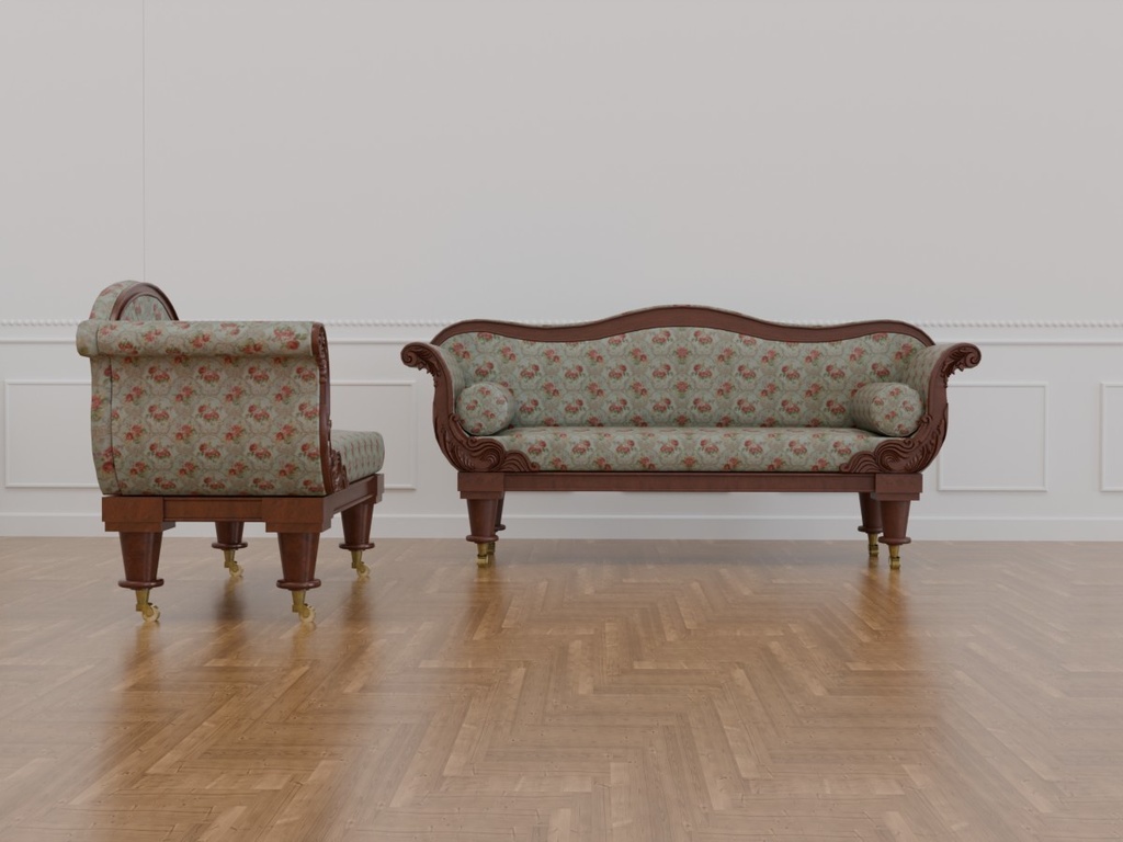 ●Sit判定付きVRC対応ソファ/カウチソファセット~アンティークシリーズ