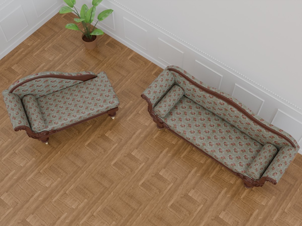 ●Sit判定付きVRC対応ソファ/カウチソファセット~アンティークシリーズ