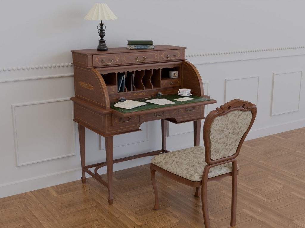 VRC対応アンティークデスク&チェアセット~アンティークシリーズ