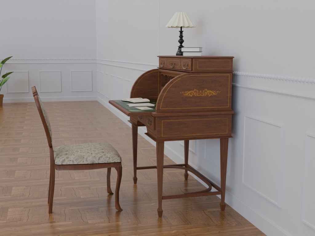 VRC対応アンティークデスク&チェアセット~アンティークシリーズ