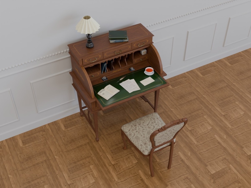 VRC対応アンティークデスク&チェアセット~アンティークシリーズ