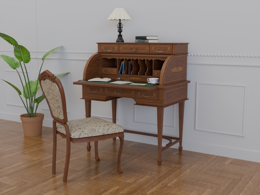 VRC対応アンティークデスク&チェアセット~アンティークシリーズ