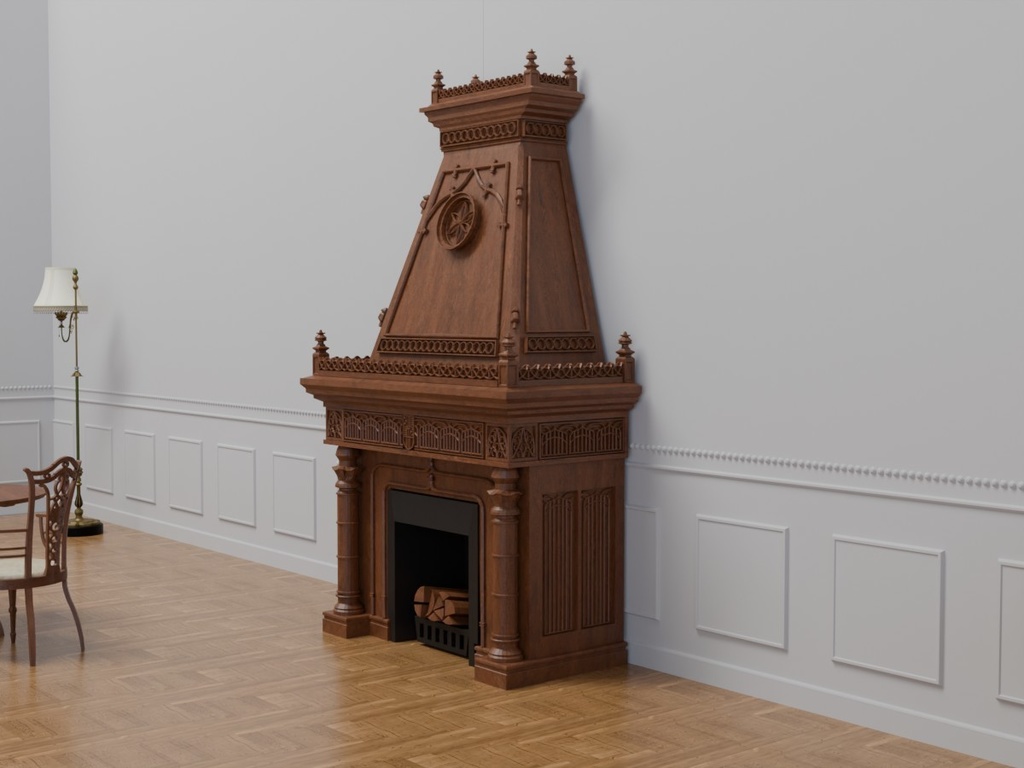 VRC対応炎エフェクト有-マントルピース~アンティークシリーズ