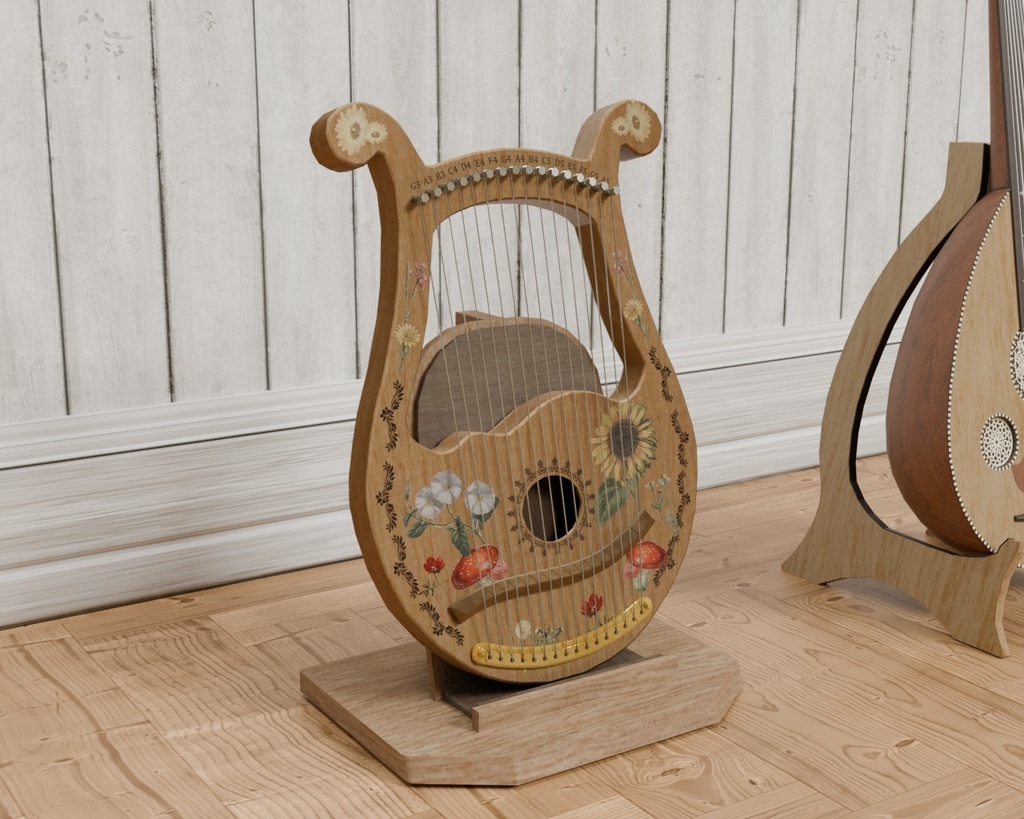 リラハープ(ライアー) VRC対応室内装飾品~楽器シリーズ