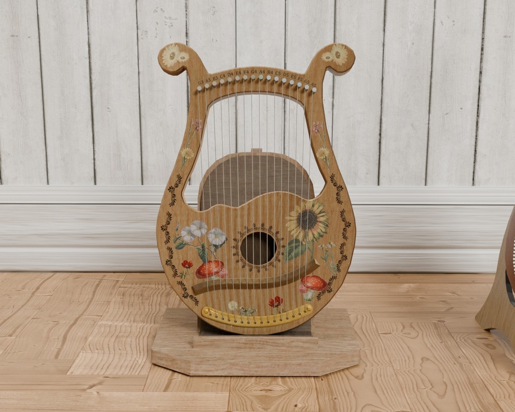 リラハープ(ライアー) VRC対応室内装飾品~楽器シリーズ