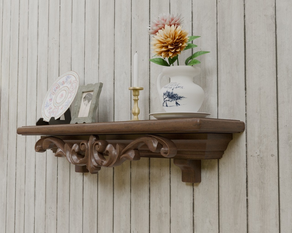 VRC対応-ウオールシェルフ 壁飾り棚 室内装飾品~アンティークシリーズ