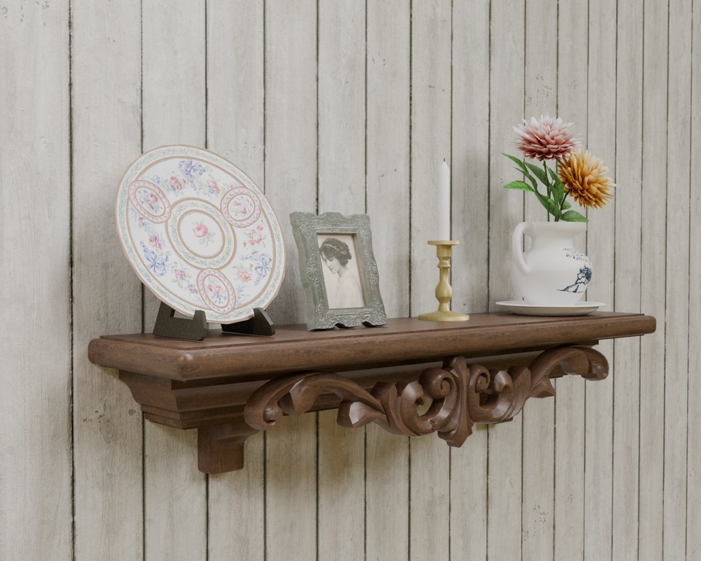 VRC対応-ウオールシェルフ 壁飾り棚 室内装飾品~アンティークシリーズ