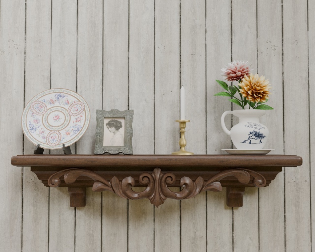 VRC対応-ウオールシェルフ　壁飾り棚　室内装飾品～アンティークシリーズ