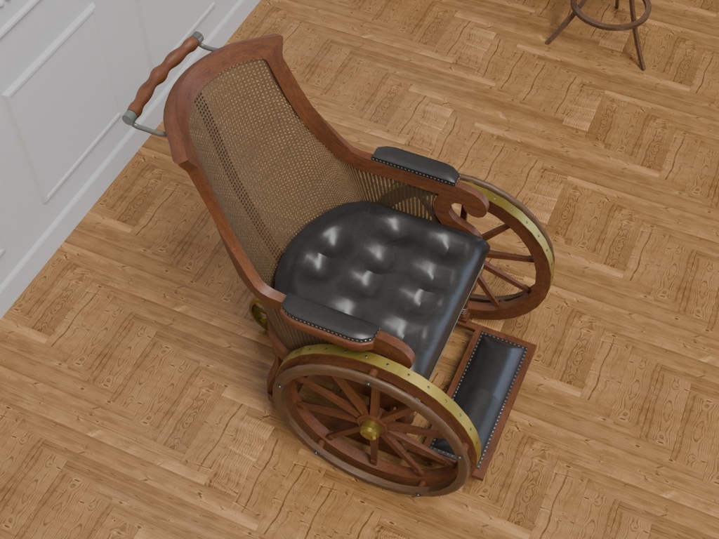 Sit判定付 木製の車椅子 VRC対応室内装飾品 アンティークシリーズ