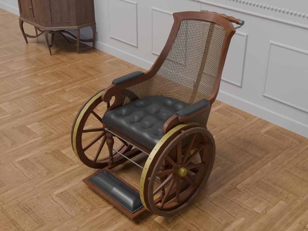 Sit判定付 木製の車椅子 VRC対応室内装飾品 アンティークシリーズ