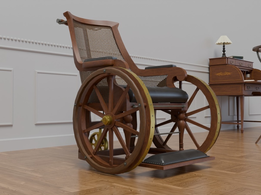 Sit判定付 木製の車椅子 VRC対応室内装飾品 アンティークシリーズ