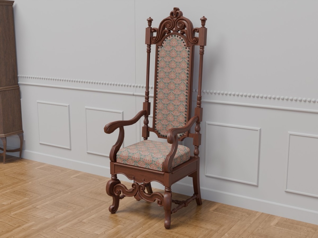 Sit判定付ハイバックチェア　VRC対応室内装飾品　アンティークシリーズ