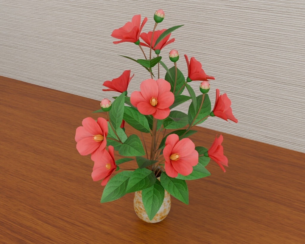 椿の花瓶飾り VRC対応装飾品 花シリーズ shader2種