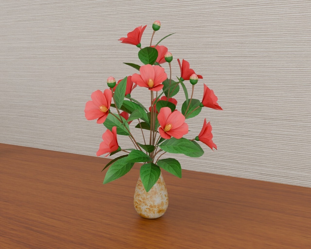 椿の花瓶飾り VRC対応装飾品 花シリーズ shader2種