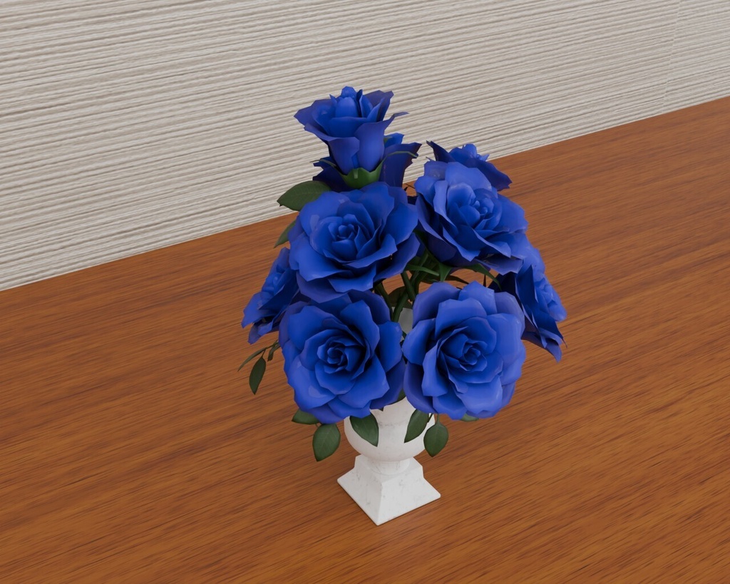 赤い薔薇と青い薔薇 花瓶セット VRC対応室内装飾品~花シリーズ