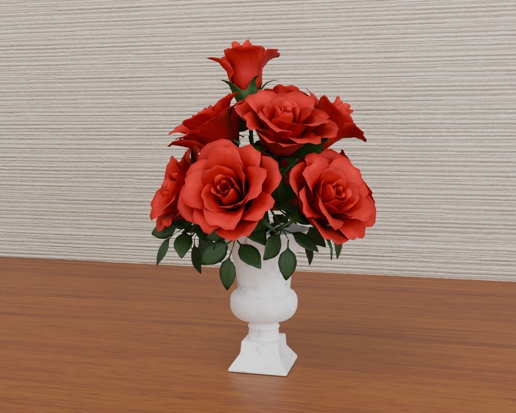 赤い薔薇と青い薔薇 花瓶セット VRC対応室内装飾品~花シリーズ