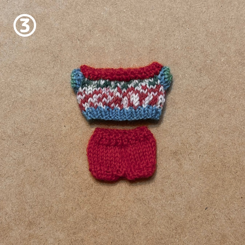 【11cmぬい用】模様編み風セーター×ニットパンツ セット