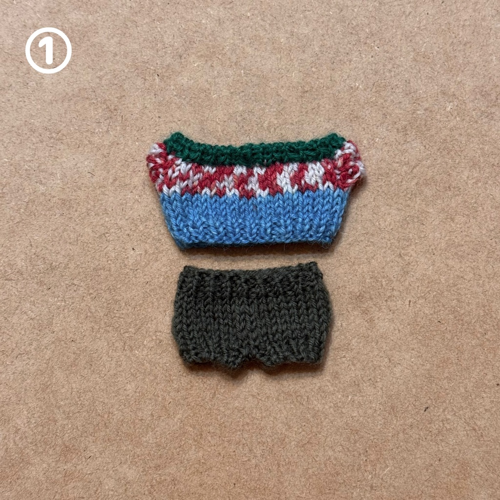 【11cmぬい用】模様編み風セーター×ニットパンツ セット