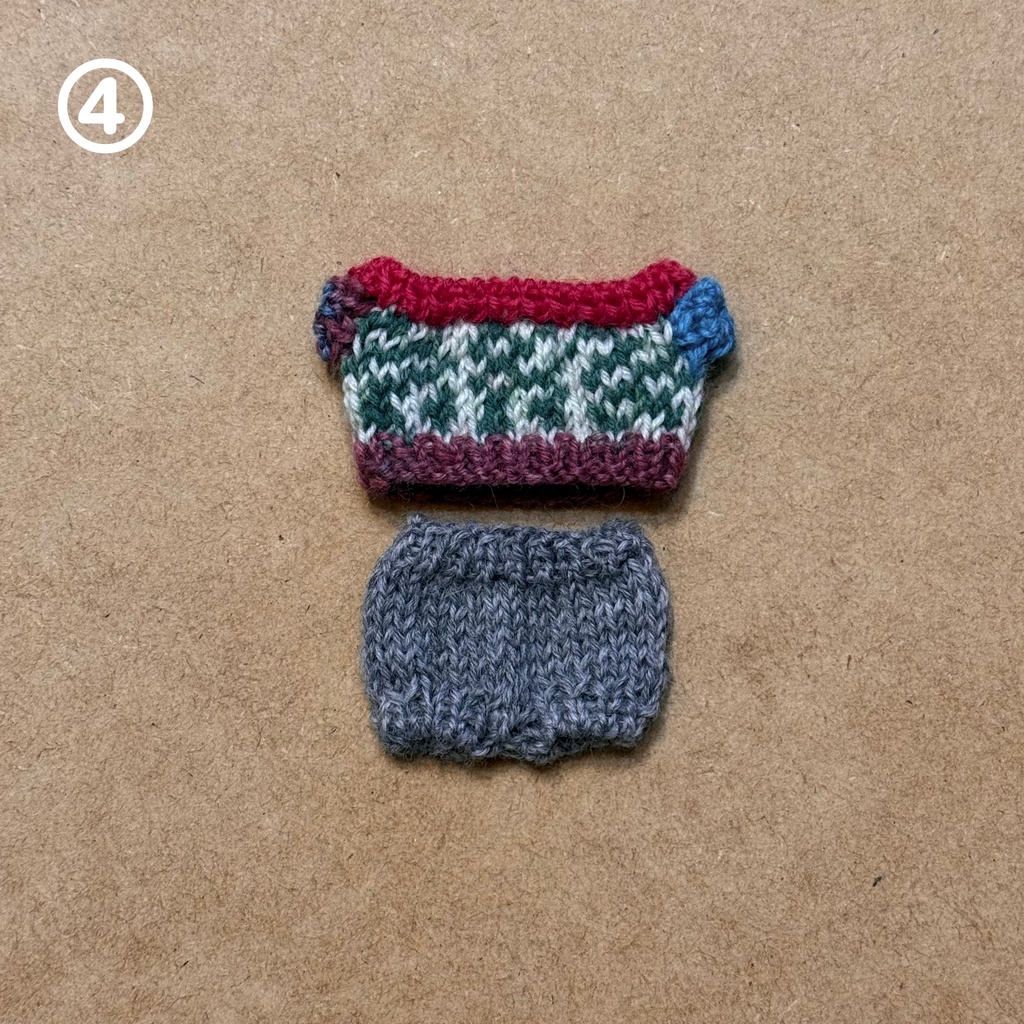 【11cmぬい用】模様編み風セーター×ニットパンツ セット