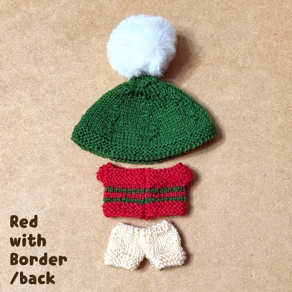 【11cmぬい用】クリスマスニットセットアップ