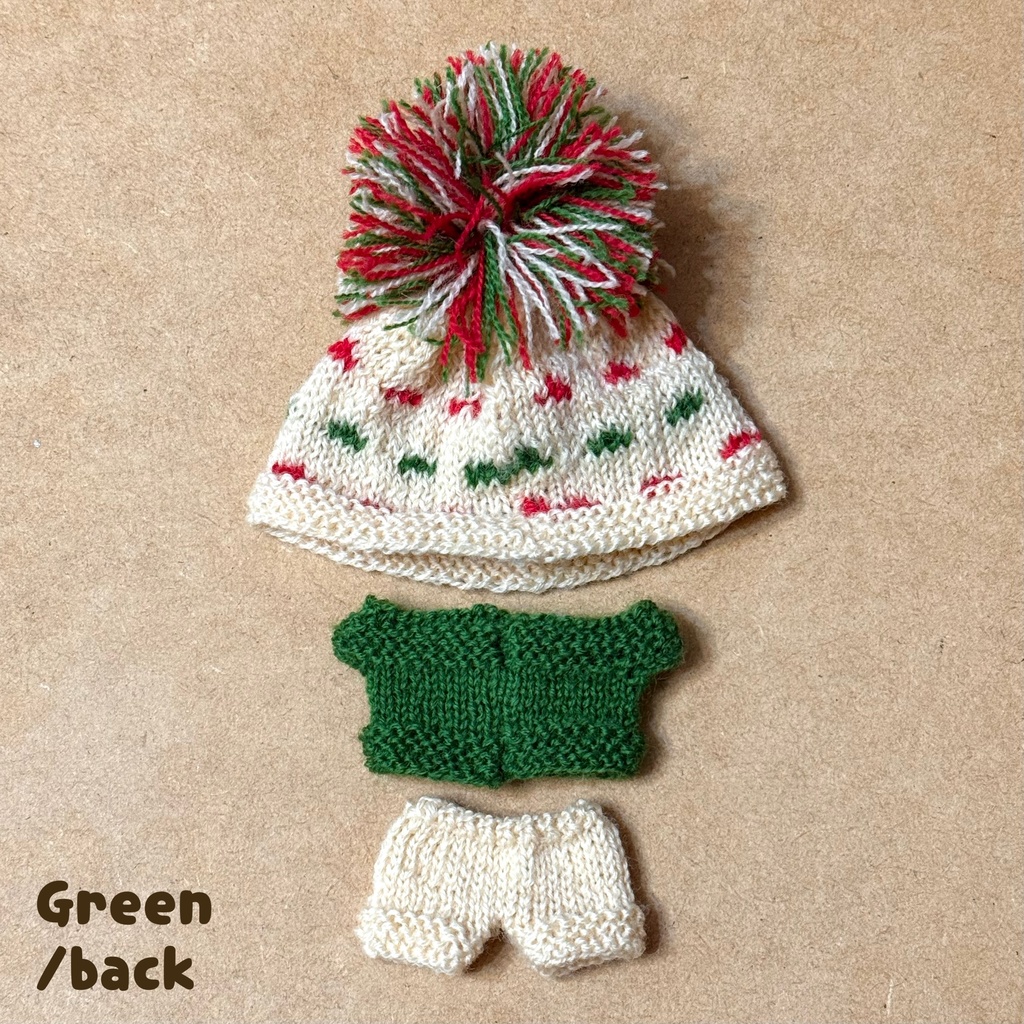 【11cmぬい用】クリスマスニットセットアップ