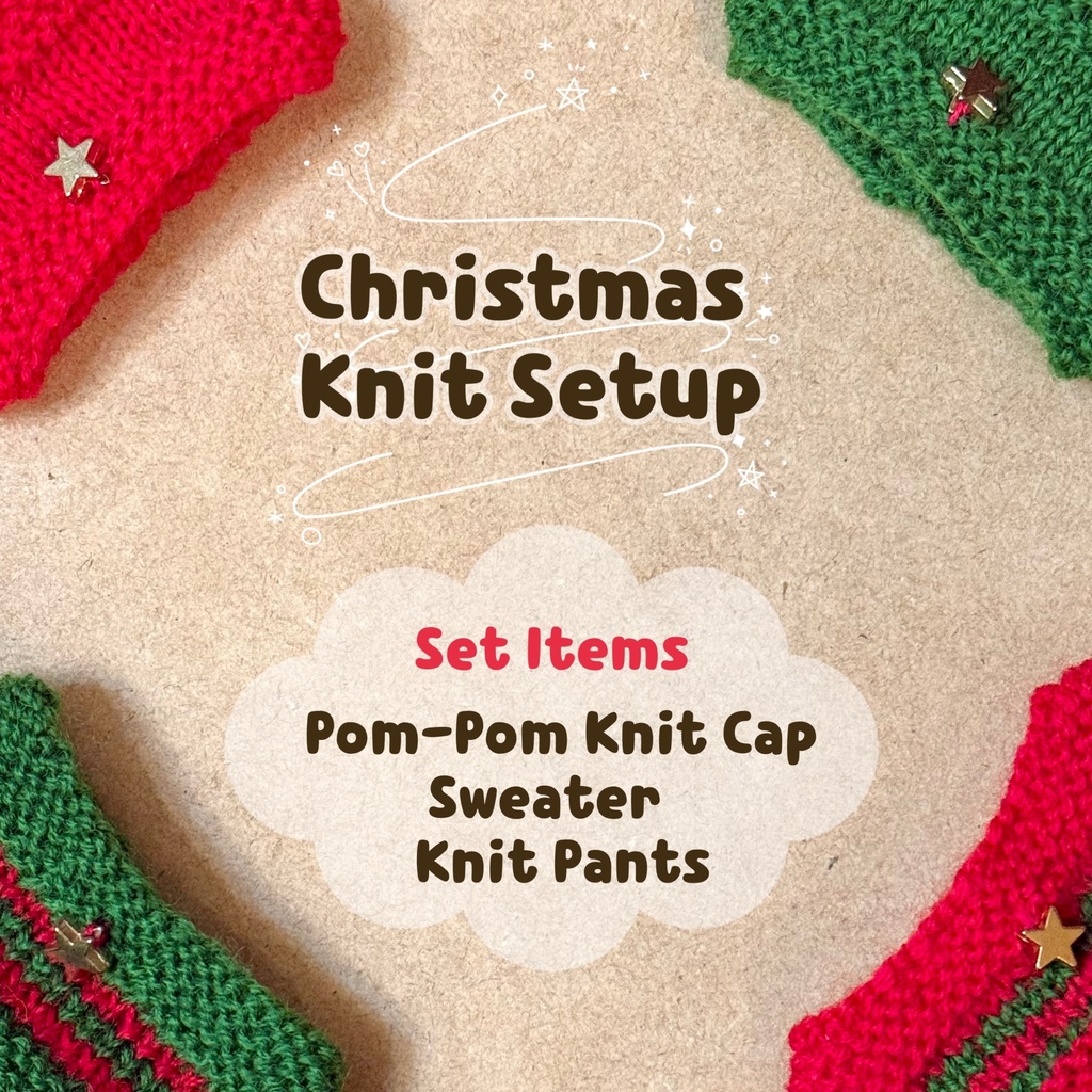 【11cmぬい用】クリスマスニットセットアップ