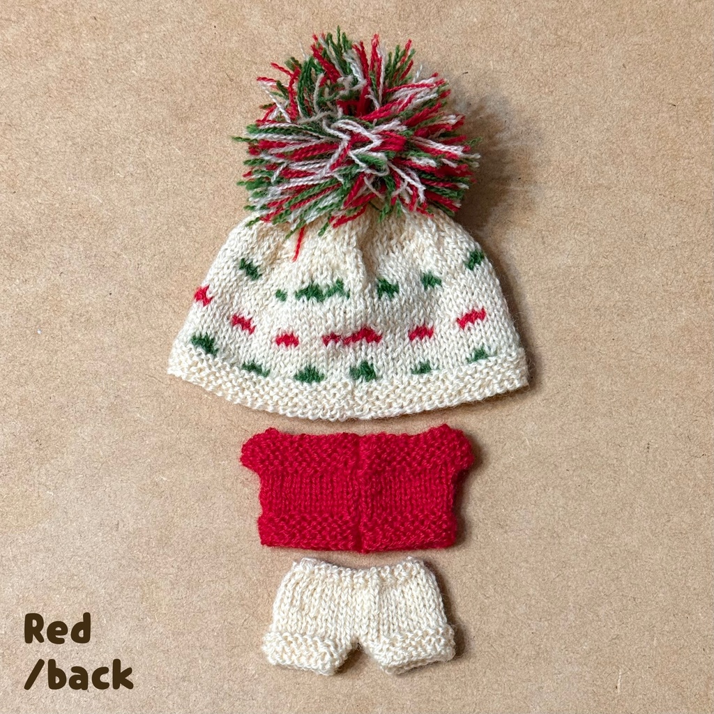 【11cmぬい用】クリスマスニットセットアップ