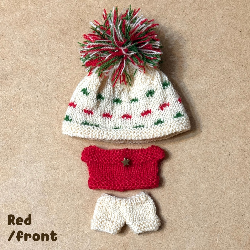 【11cmぬい用】クリスマスニットセットアップ