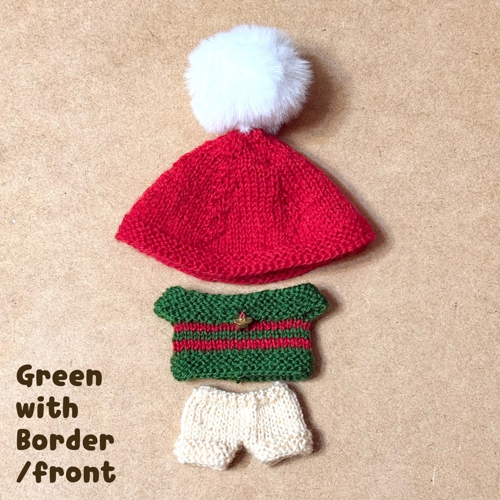 【11cmぬい用】クリスマスニットセットアップ
