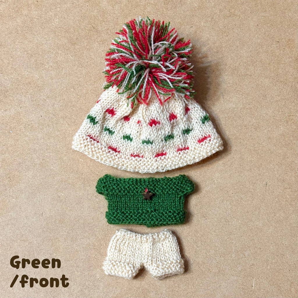 【11cmぬい用】クリスマスニットセットアップ